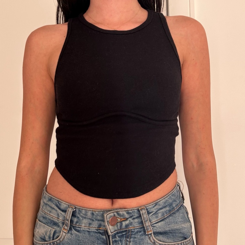 Black V Crop Top / Size XS